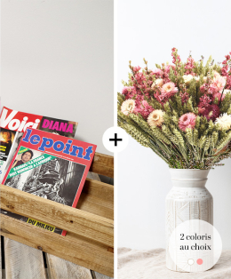 Magazine et  Bouquet de fleurs séchées